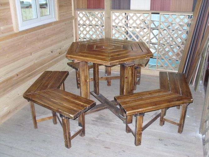 碳化木 六角桌产品图片,碳化木 六角桌产品相册 - 天成居整木家居